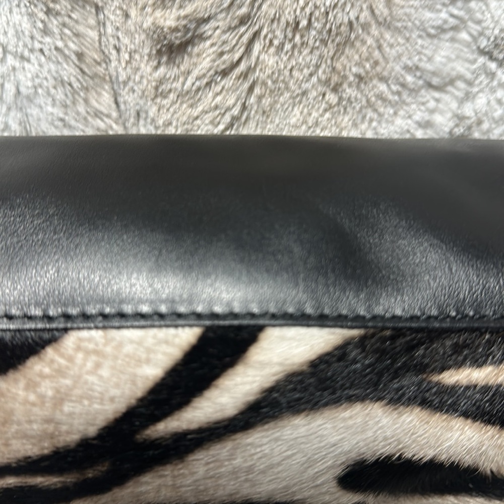Cavalcanti Leather Cosmetic Travel Animal Hair Zebra Wristlet Clutch Bag - Picture 6 of 6